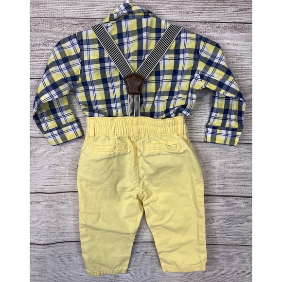 Children's Place  Boys Trousers W/Suspenders & Long Sleeve Shirt Size 3/6 Months - Picture 2 of 9